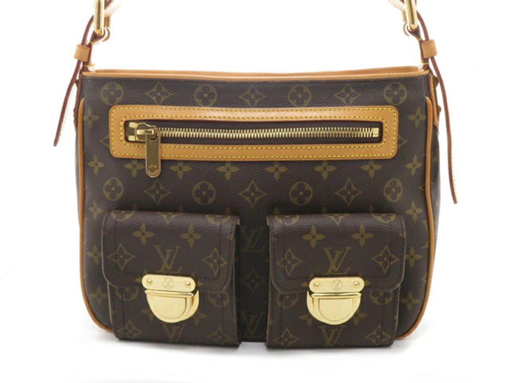 LOUIS VUITTON Hudson Monogram Shoulder Bag Canvas Brown